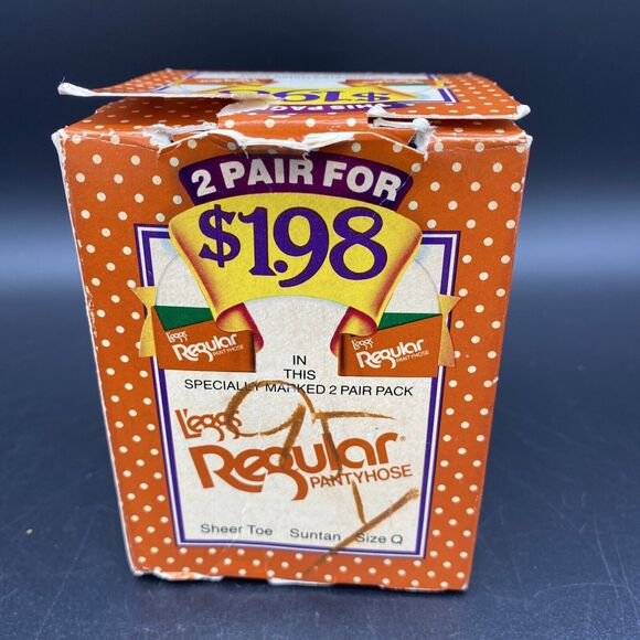 NEW Vtg Leggs Regular Pantyhose 2 Pair Sheer Toe SunTan Nylon Size Queen - Picture 4 of 8